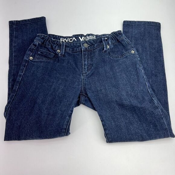 RVCA Blue Jeans Elastic Waist Size 27 Kids - Picture 1 of 6